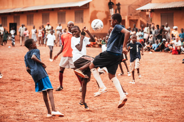Young footballers competing at a Street Intelligence Cup matchday